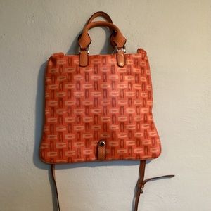 GUESS Womens Crossbody Bag Size Satchel Orange Logo Zip 14 X 13 Preowned